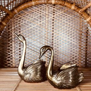 Vintage Brass Swan Planters